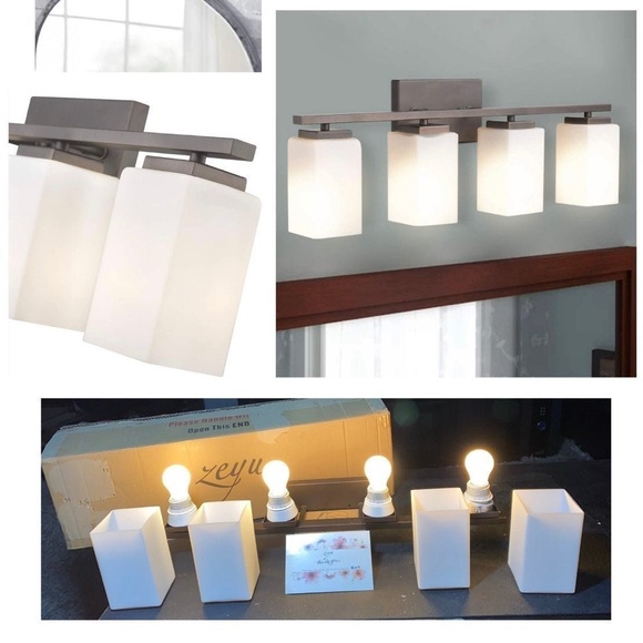 ZEYU (4)-LIGHT 26” WALL HANGING VANITY LIGHTING FIXTURE-BRONZE - NEW - Picture 4 of 5